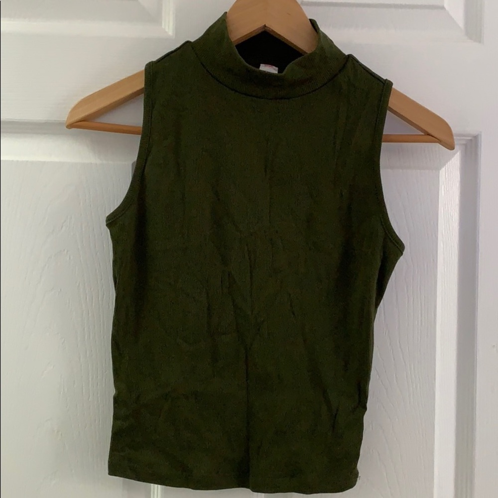 olive green mock neck top